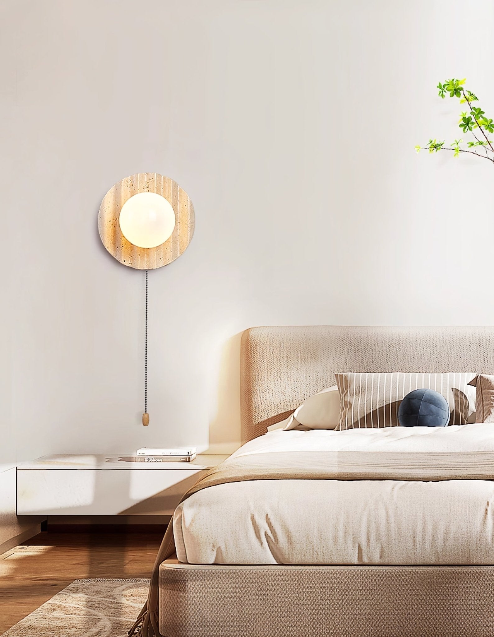 Travertine Contemporary Globe Wall Light