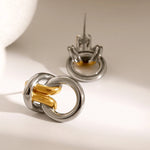 Load image into Gallery viewer, Two Tone Ring Knot Earrings
