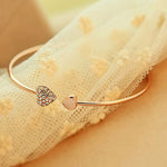 Load image into Gallery viewer, Dainty Double Heart Bangle Bracelet
