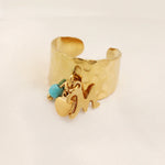 Load image into Gallery viewer, Dainty Adjustable Letter Initial &amp; Heart Pendant Ring

