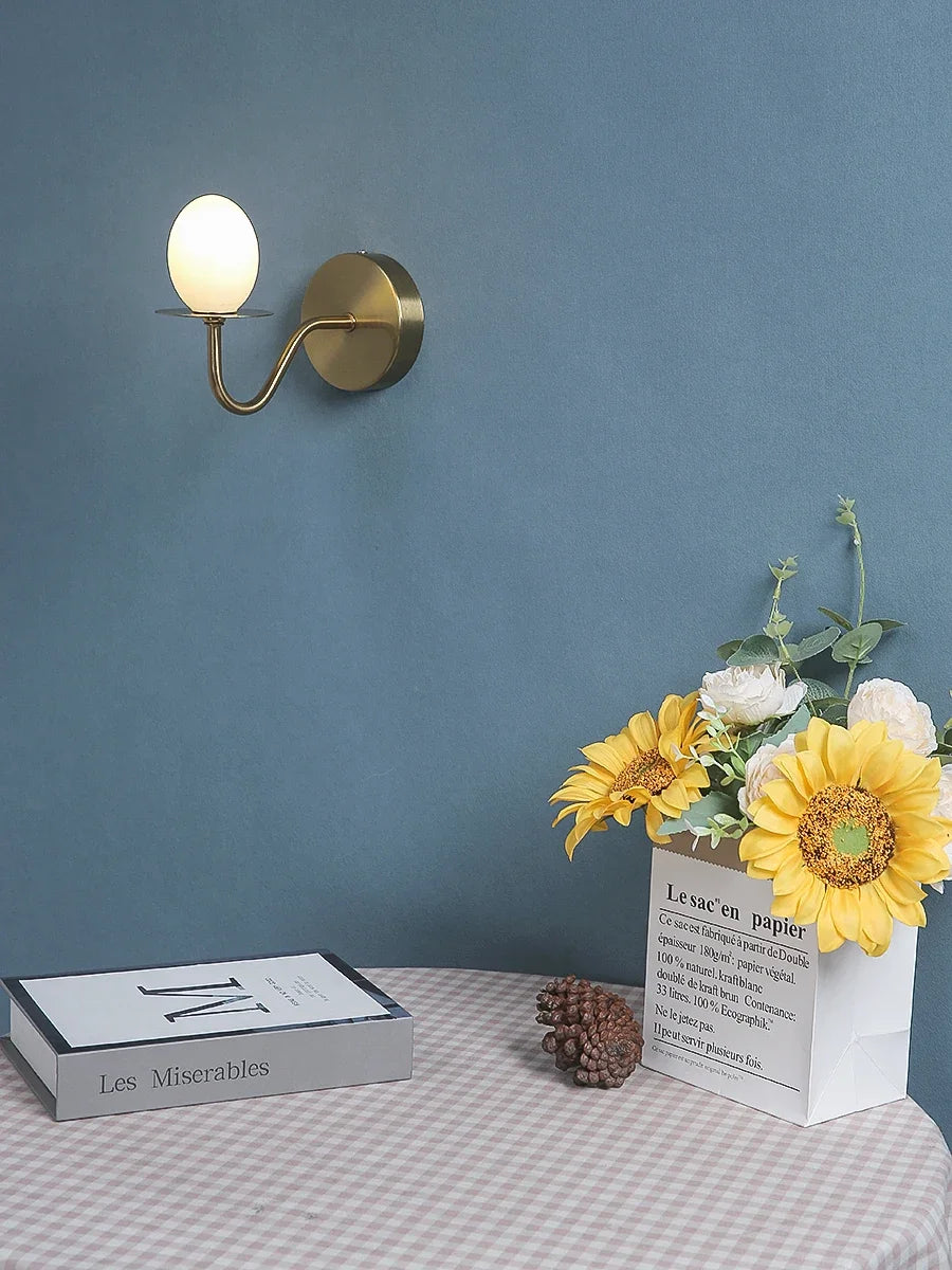 Iron Frame Egg Glass Ball Indoor Wall Lamp in Gold or Black