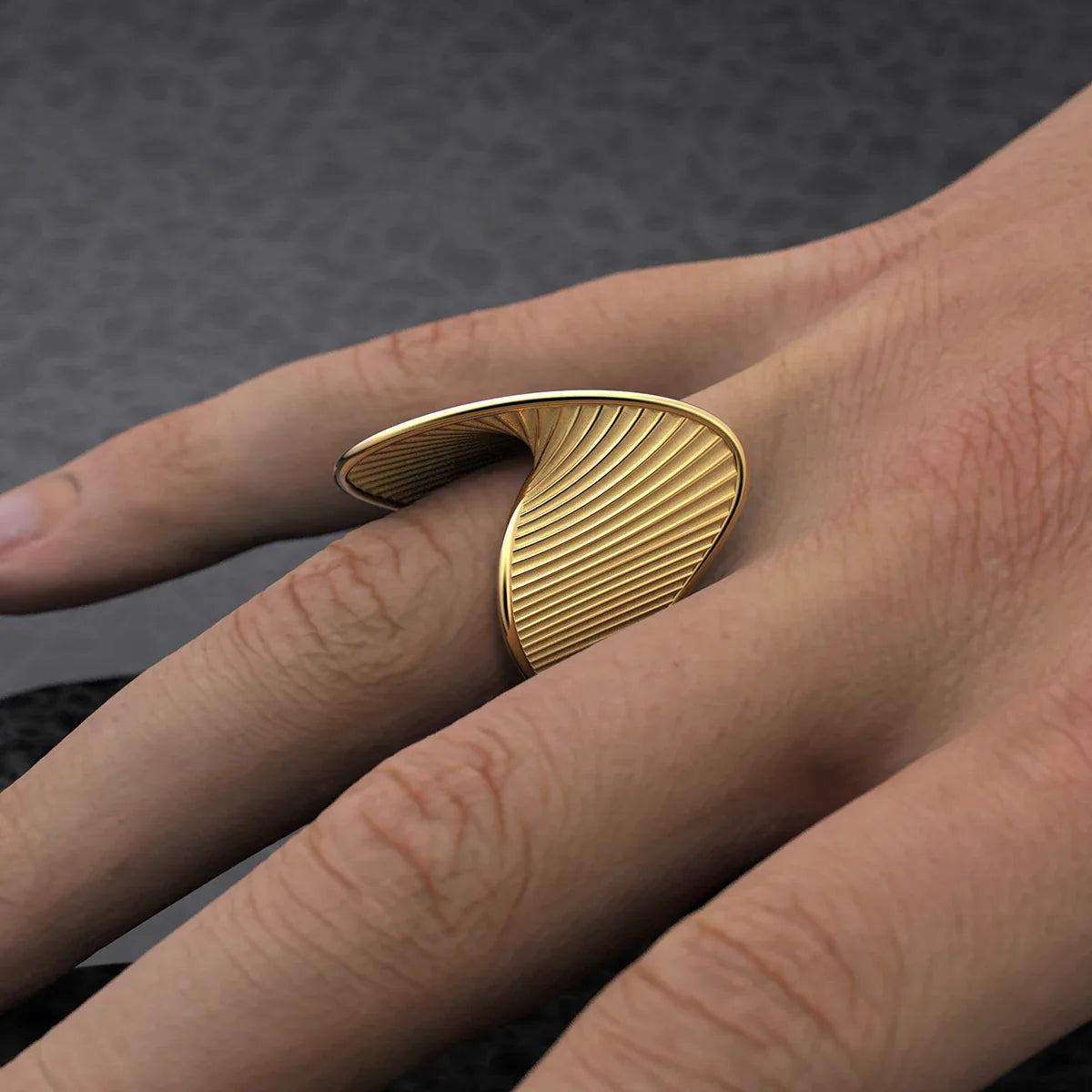 Spiral twist textured ring