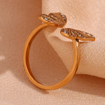 Load image into Gallery viewer, 18k Diamond Accented Textured Open Butterfly Ring
