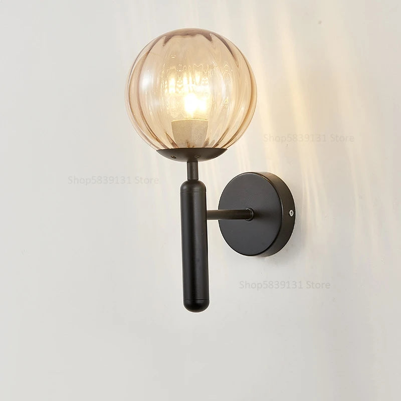Metal Glass Ball Wall Lamp Light Fixture