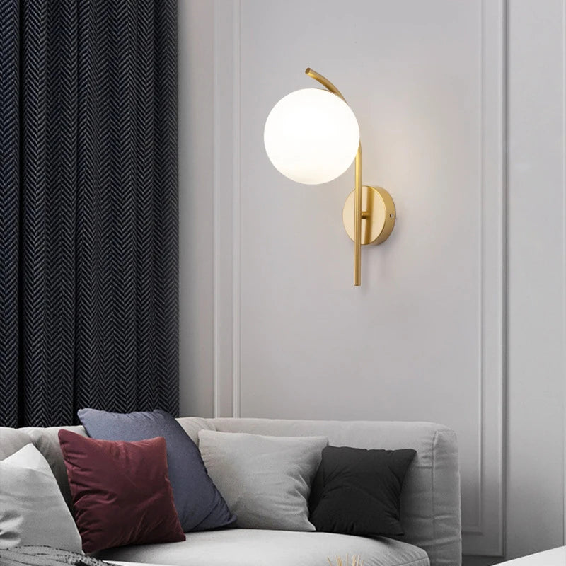 Modern LED Wall Lamps Lighting with Glass Ball for Bedroom Living Room
