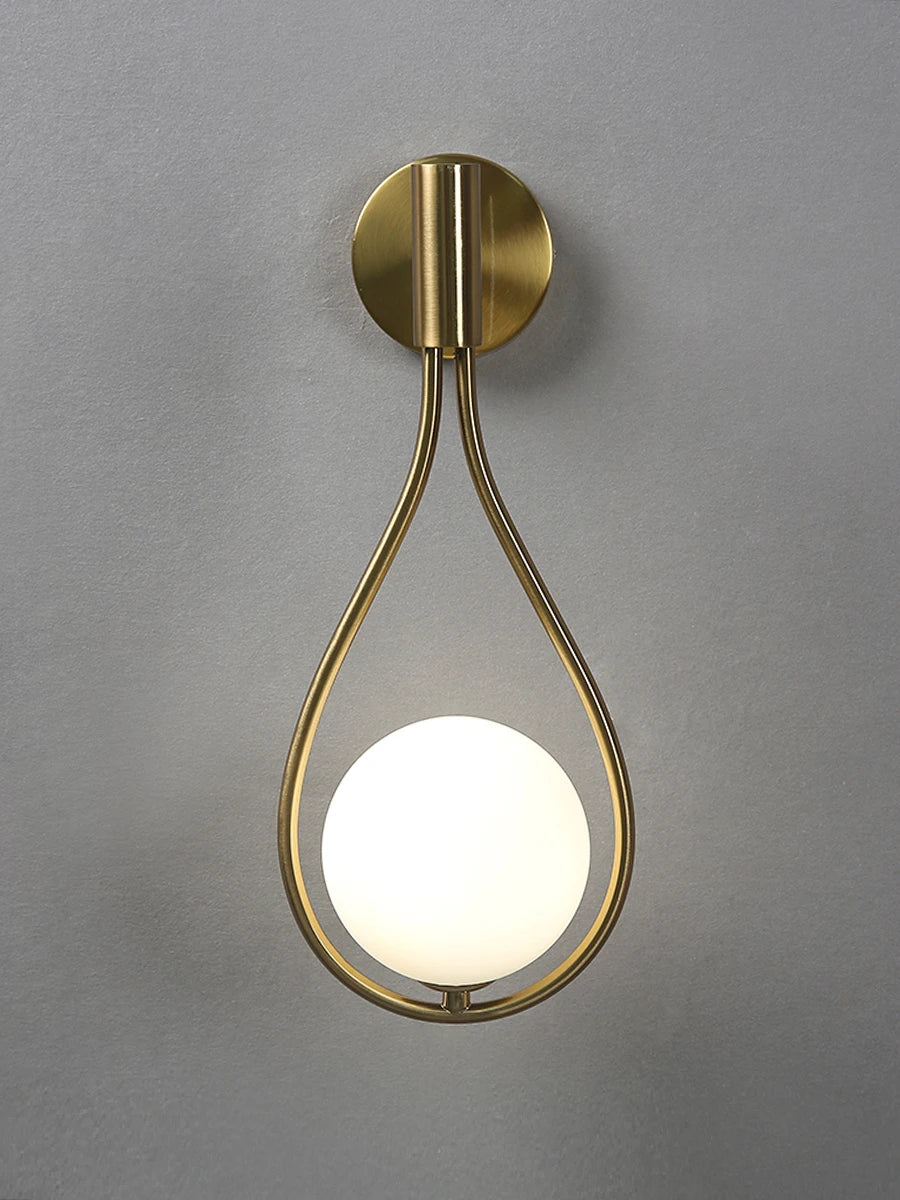 Metal Framed Glass Globe Wall Light Fixture
