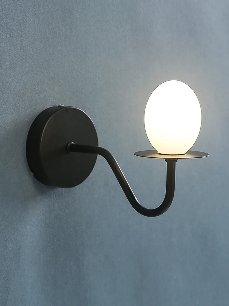 Iron Frame Egg Glass Ball Indoor Wall Lamp in Gold or Black