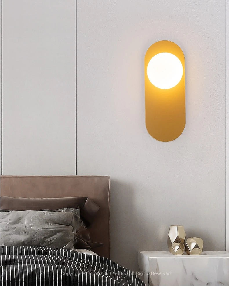 Simple Indoor Glass Globe Wall Lamp in Black or Gold