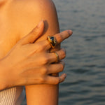 Load image into Gallery viewer, Chunky Black Teardrop Ring
