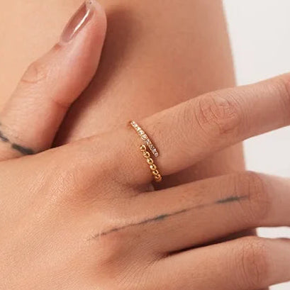 18k beaded & zircon tipped ring