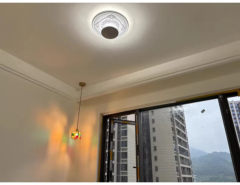 Vintage Rural Colored Glass Lamp Pendant Light Fixture