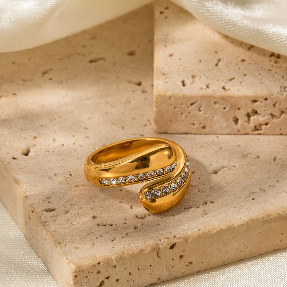Chunky diamond accented wrap ring