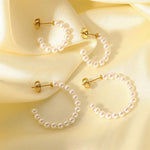 Load image into Gallery viewer, Elegant C Hoop Pearl Earrings
