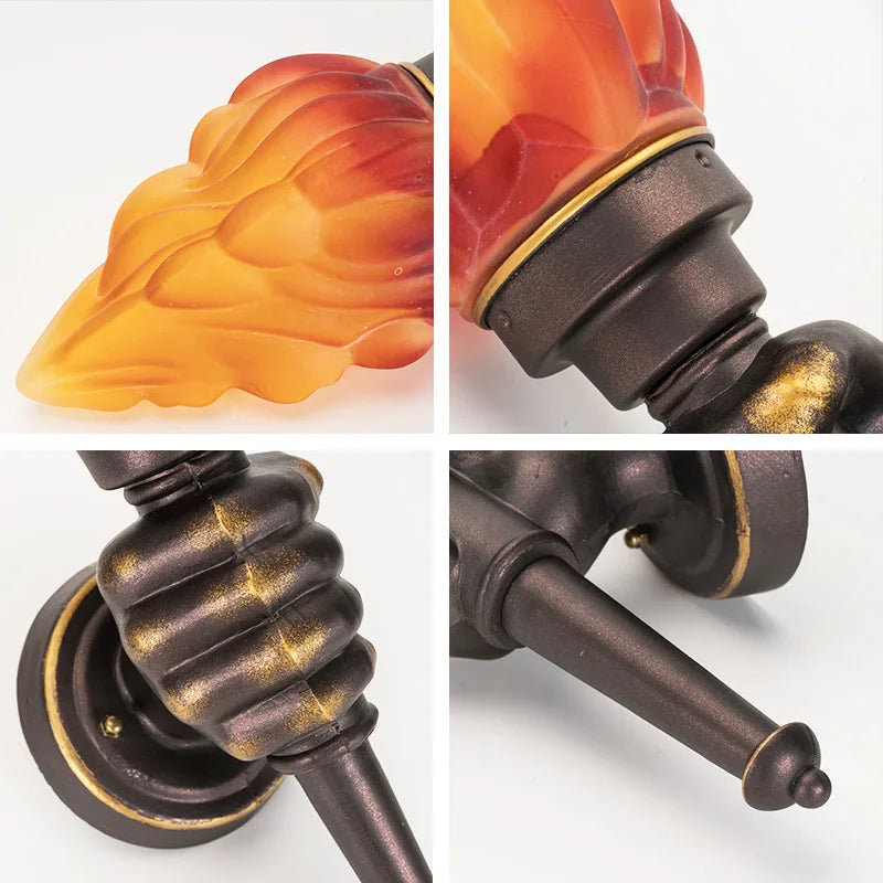 Brown Industrial Torch Outdoor Wall Lighting Fixture