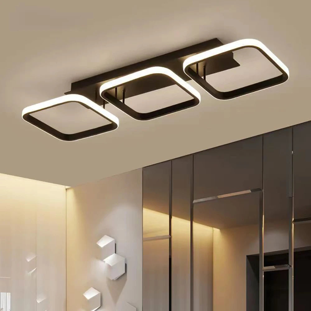 Minimalist Black Square Interior Ceiling Light in Black