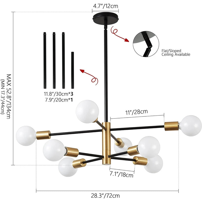 Modern Energy Saving Black & Gold Branch Flush Mount Ceiling Light