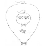 Load image into Gallery viewer, Feminine Bow Satellite Chain Necklace, Bracelet, Earrings, and Ring Set
