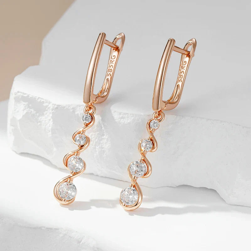 Dainty dangle diamonds swirl earrings