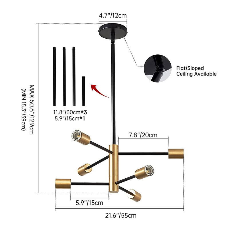 Modern Energy Saving Black &amp; Gold Branch Flush Mount Ceiling Light