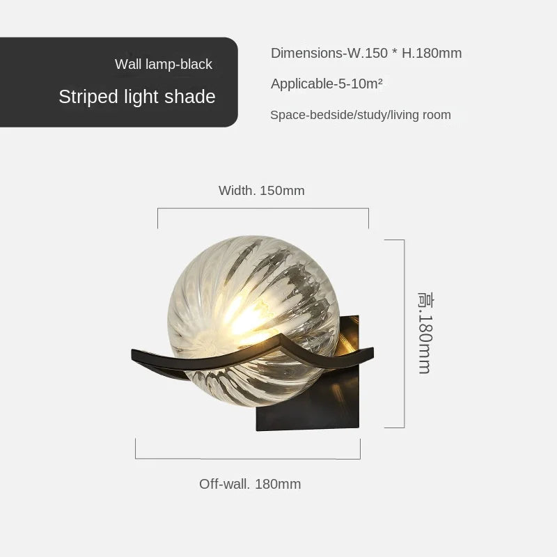Modern Gold Glass Ball Indoor Wall Light