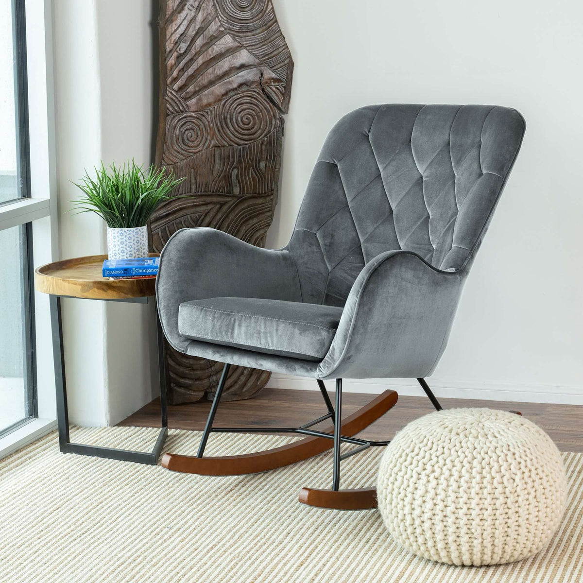 Premium Dark Grey Rocking Chair for Stylish Living Spaces