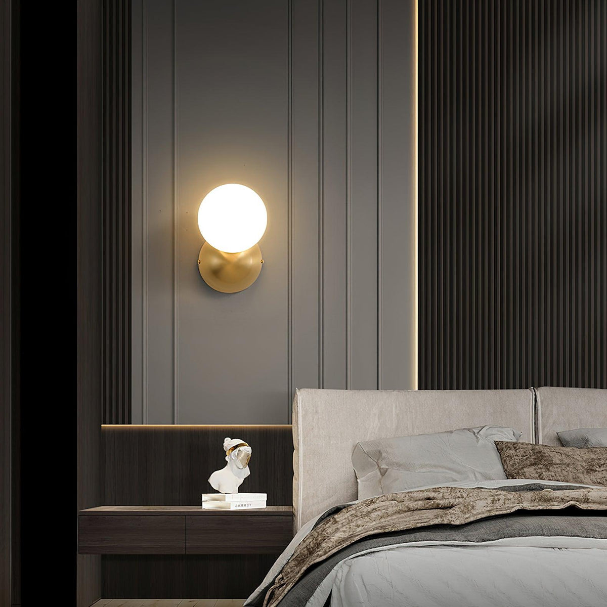 Globe Sleek Matte Brass Finish Wall Light
