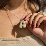 Load image into Gallery viewer, Chunky Bubble Diamond Dazzle Initial Necklaces
