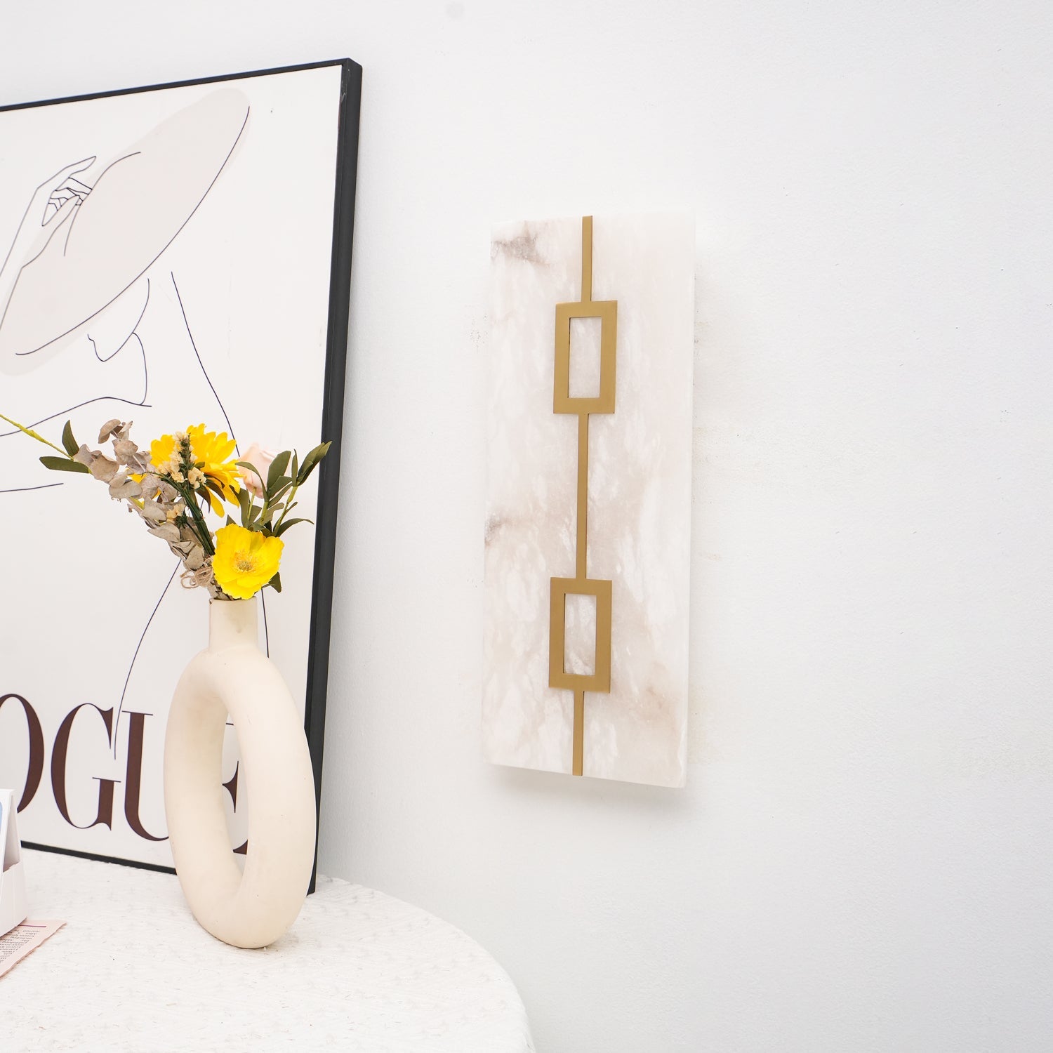 Square Alabaster Contemporary Wall Light