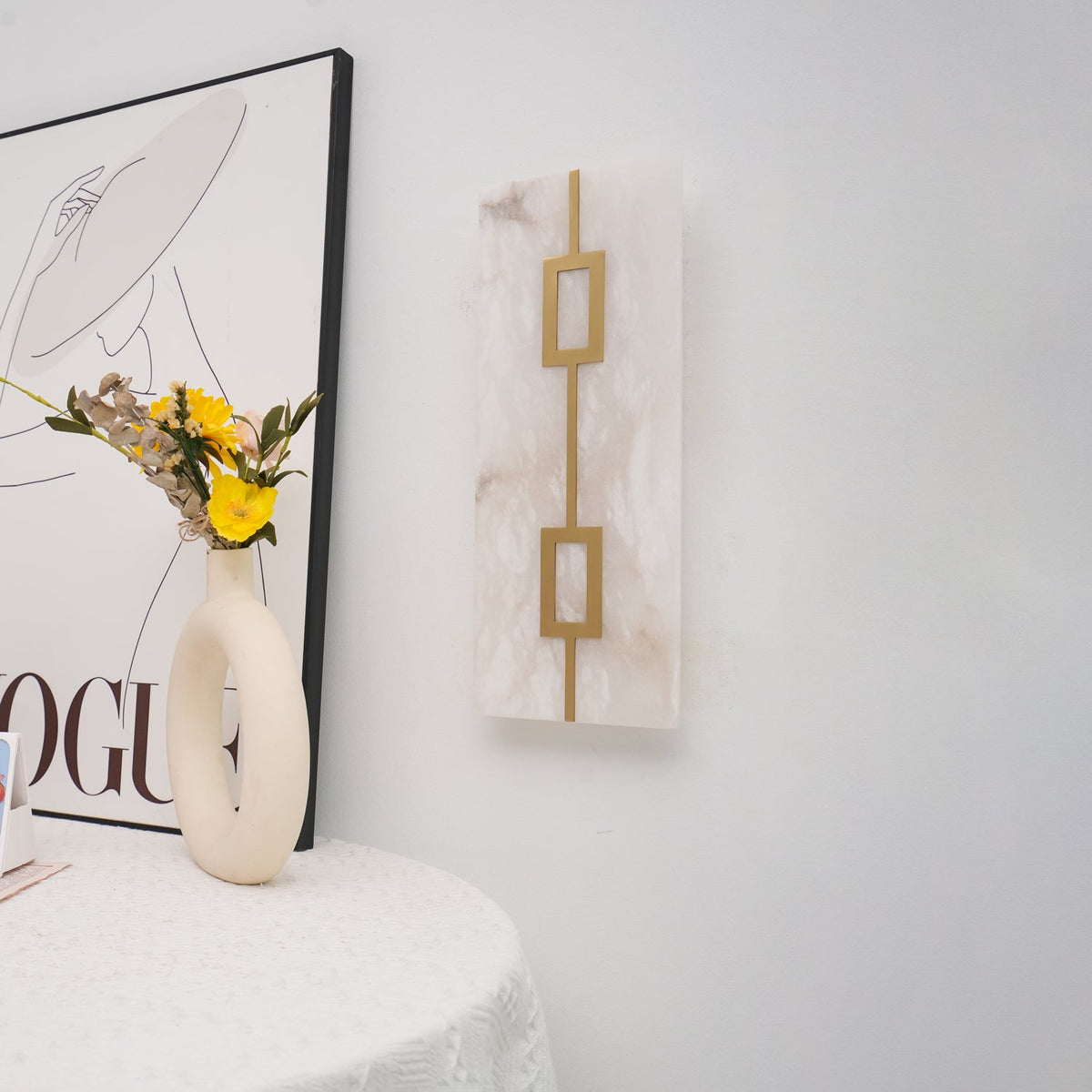 Square Alabaster Contemporary Wall Light