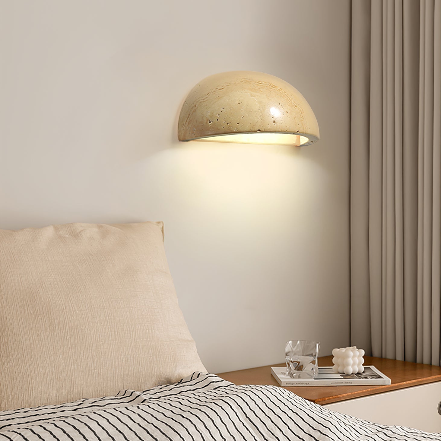 Travertine Half Dome Contemporary Wall Light