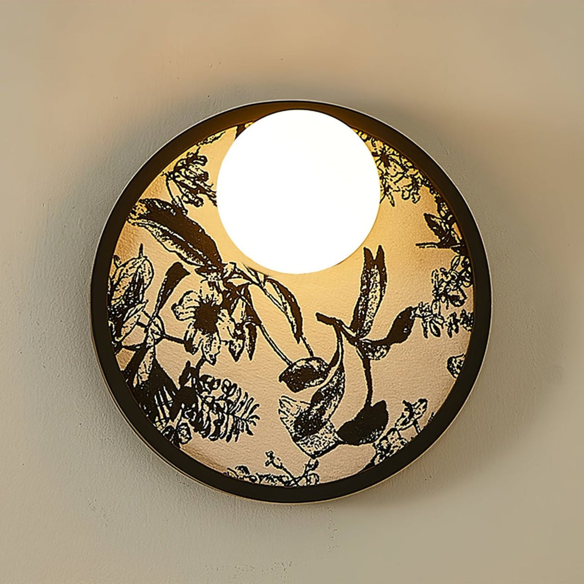 Textured Circular Frame Contemporary Wall Light