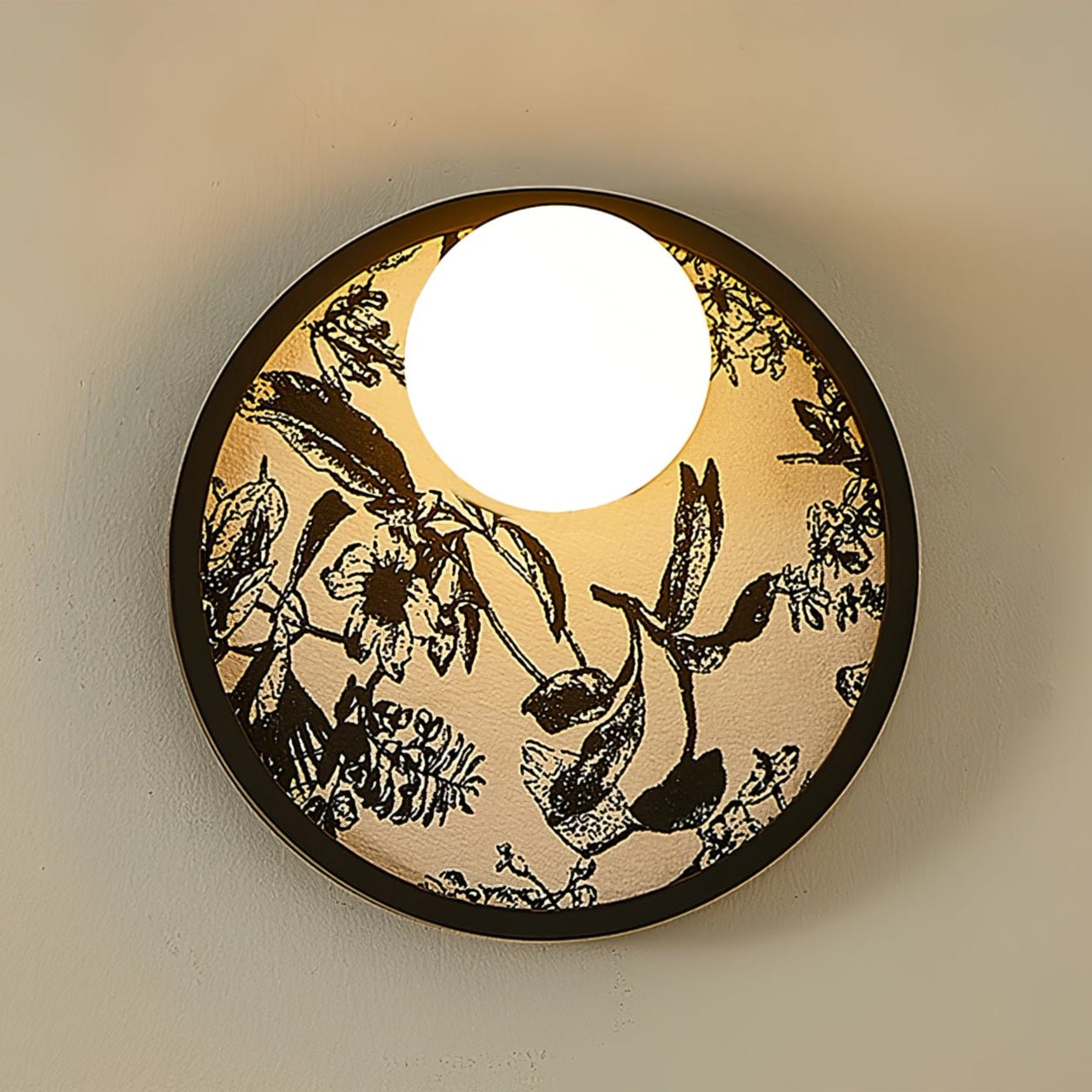 Textured Circular Frame Contemporary Wall Light