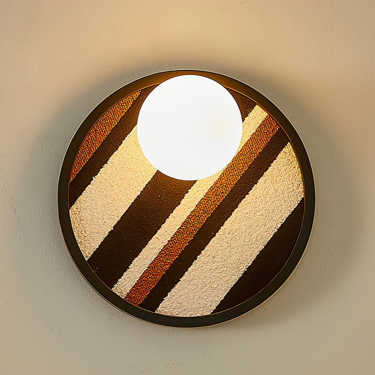 Textured Circular Frame Contemporary Wall Light