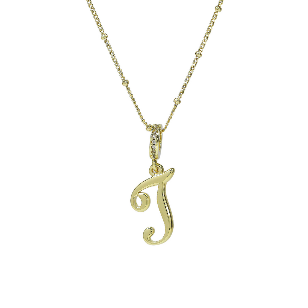 Elegant Cursive Font Satellite Chain Initial Necklace