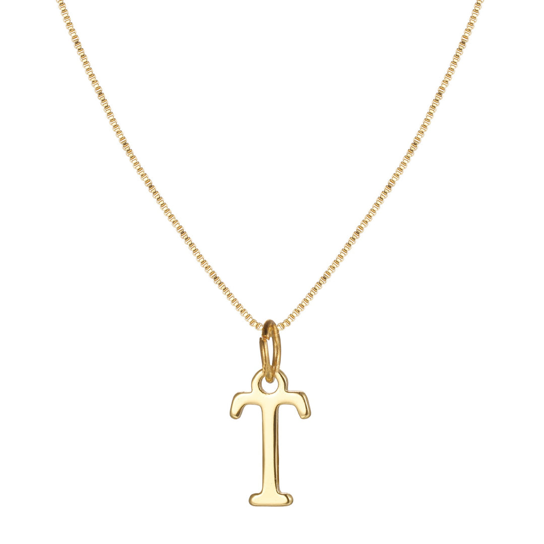 14k Sleek Serif Initial Necklace