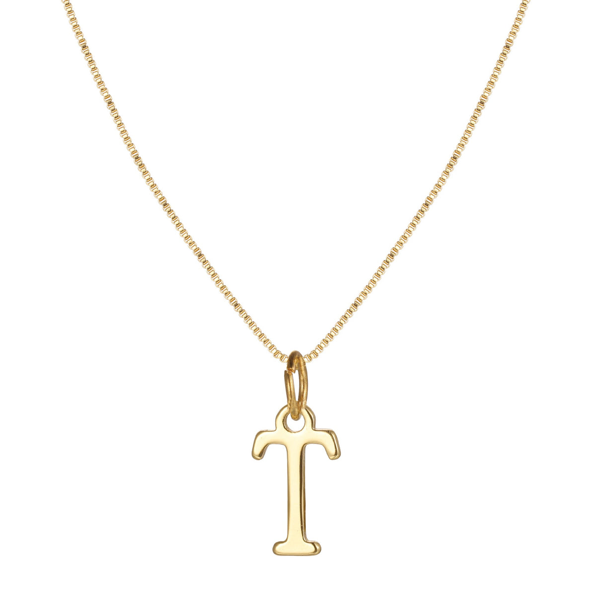 14k Sleek Serif Initial Necklace