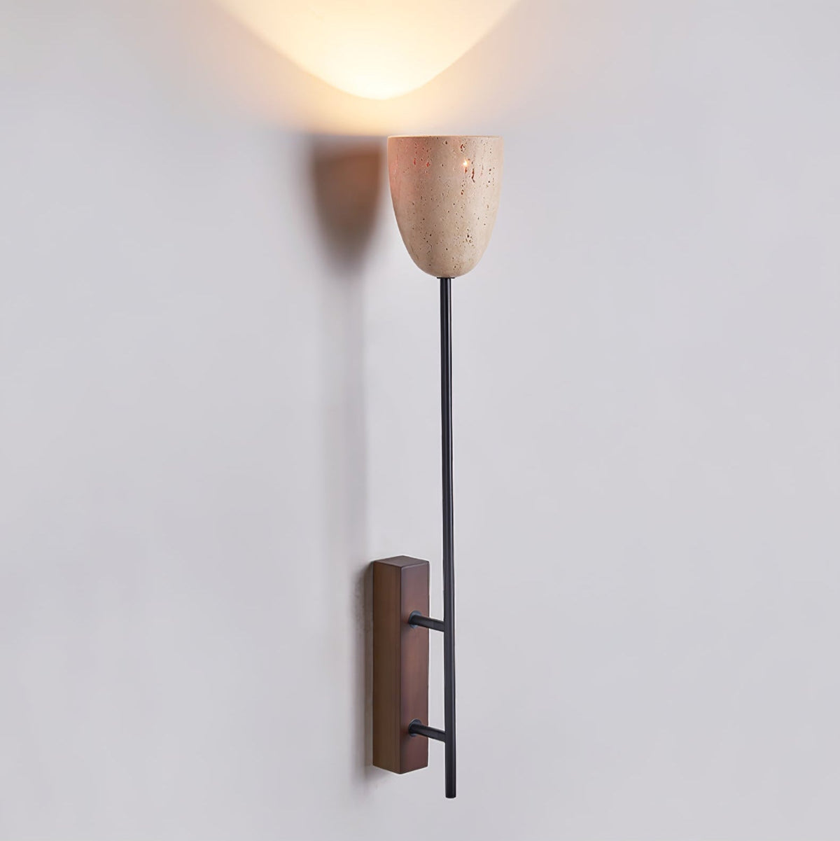 Travertine Bell Walnut Mounted Wall Light