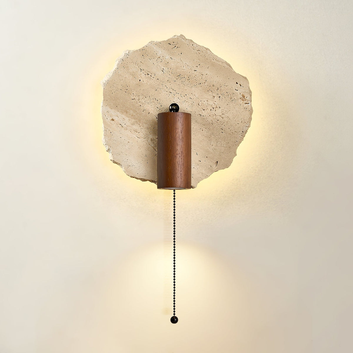 Travertine Contemporary Walnut Accent Wall Light