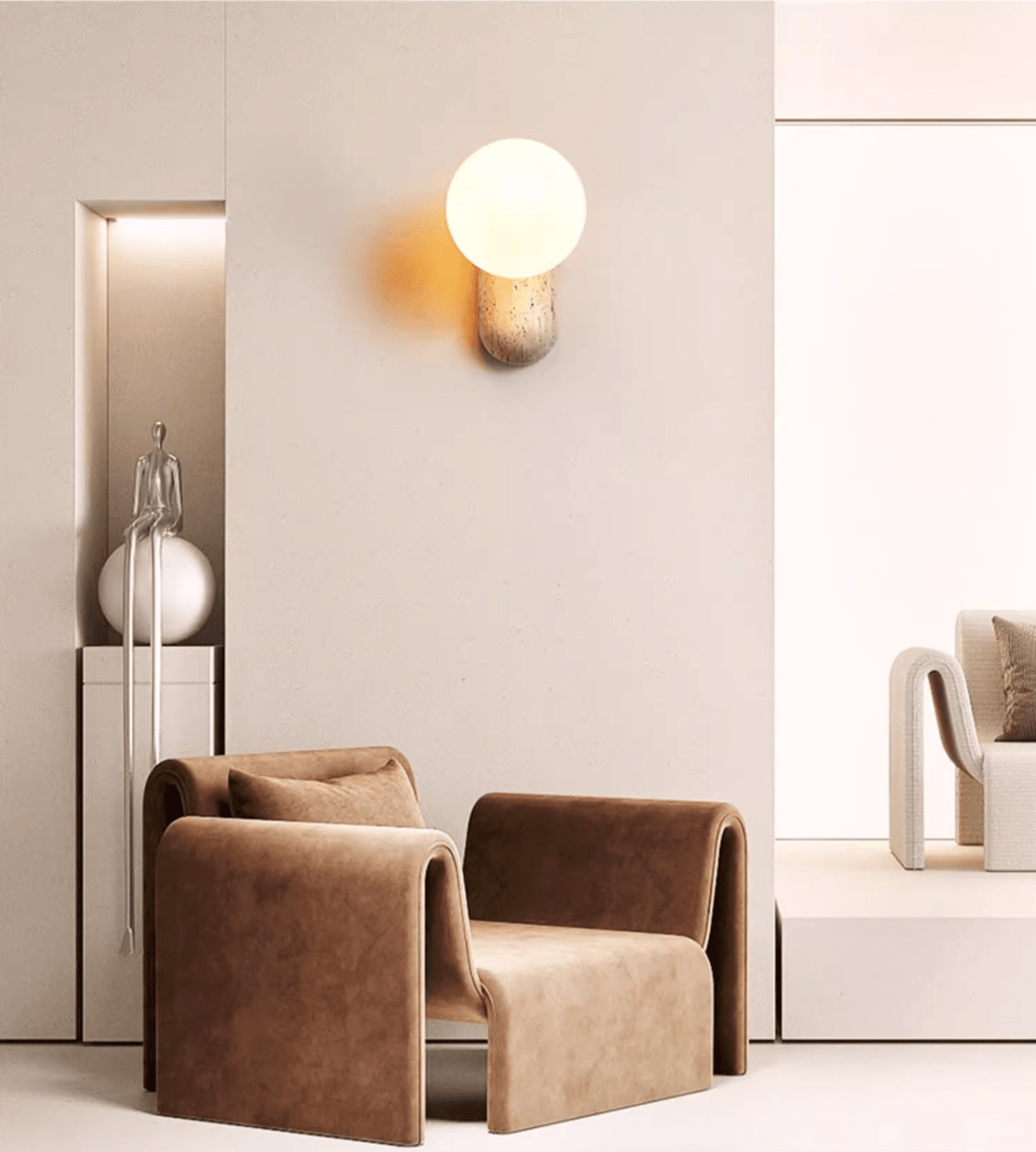 Travertine Pebble Contemporary Wall Light