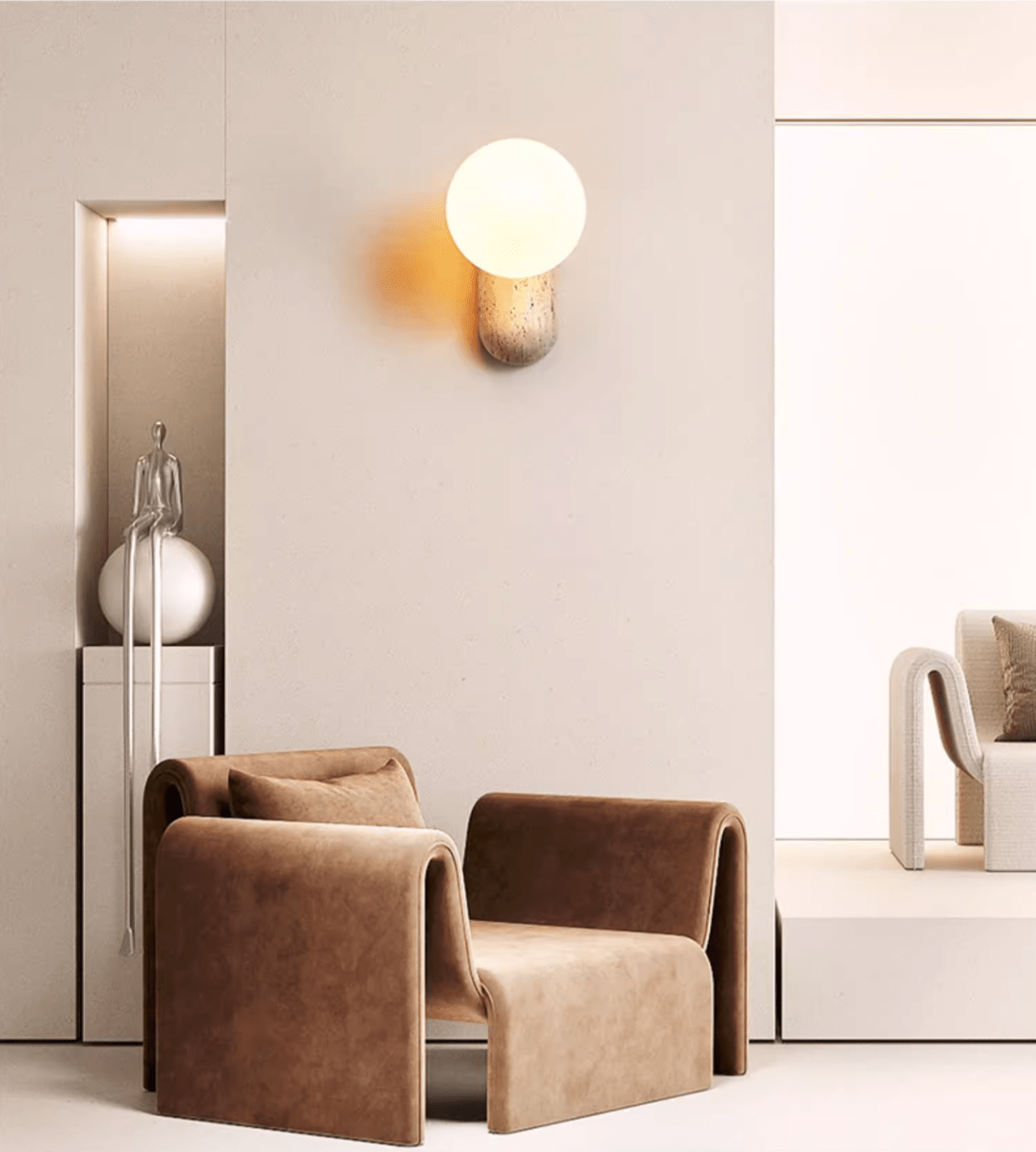 Travertine Pebble Contemporary Wall Light