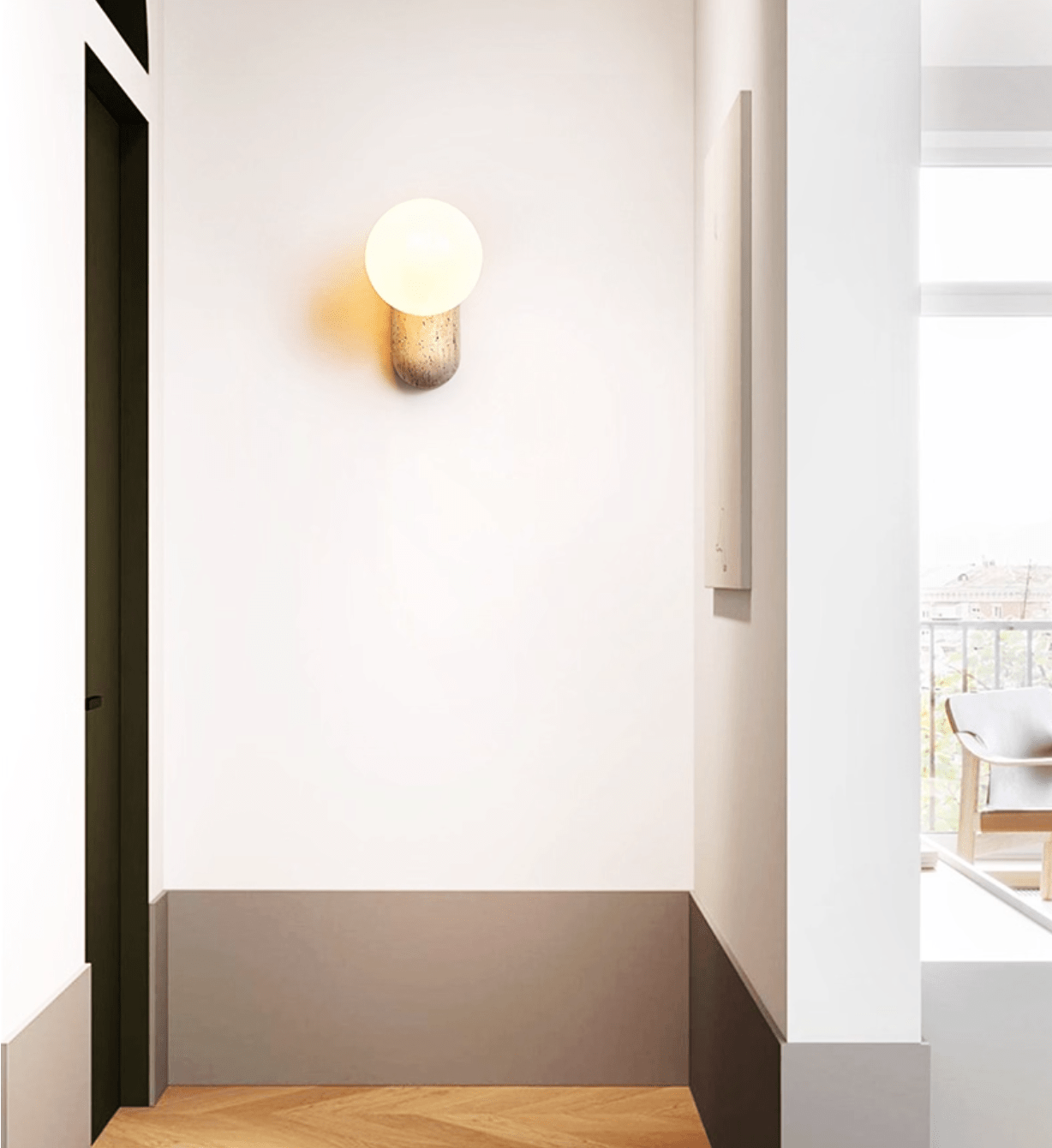 Travertine Pebble Contemporary Wall Light