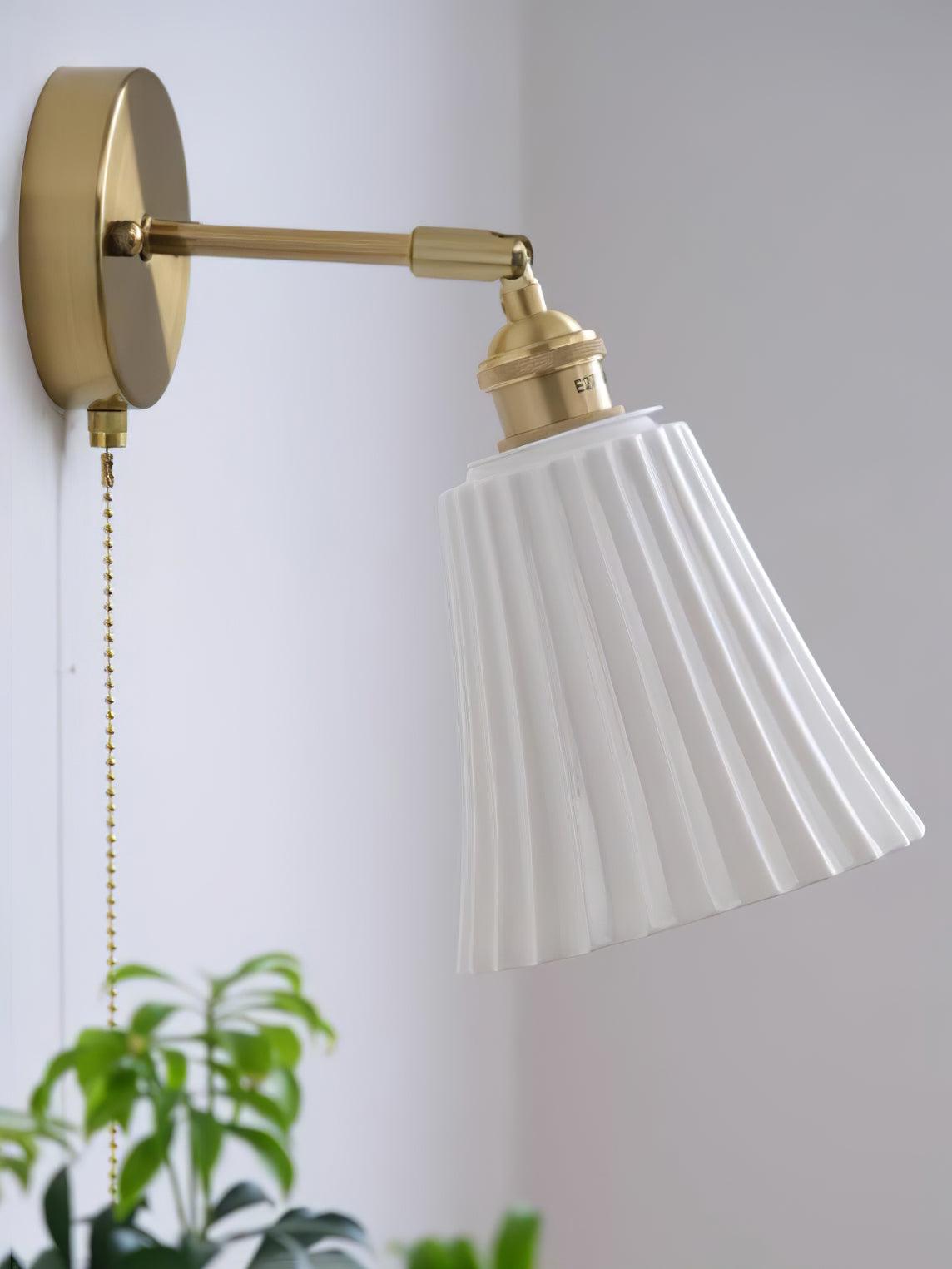 Trumpet Ceramic Polished Brass Wall Light