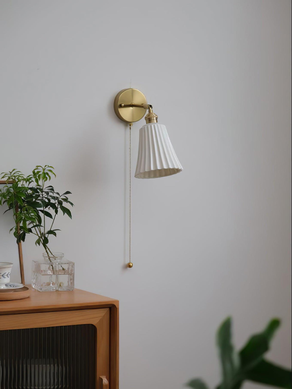 Trumpet Ceramic Polished Brass Wall Light