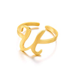 Load image into Gallery viewer, Adjustable Italic Cursive Letter Initial Ring
