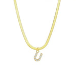 Load image into Gallery viewer, Dainty Diamond Letter Initial Herringbone Necklace
