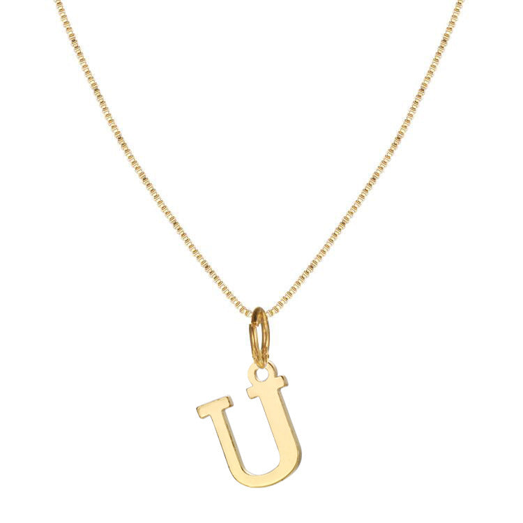 14k Sleek Serif Initial Necklace