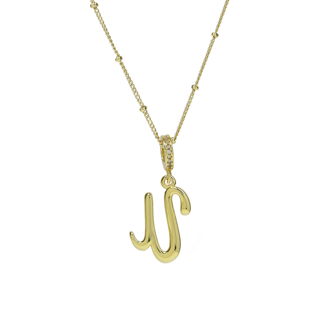 Elegant Cursive Font Satellite Chain Initial Necklace