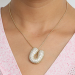 Load image into Gallery viewer, Chunky Bubble Diamond Dazzle Initial Necklaces
