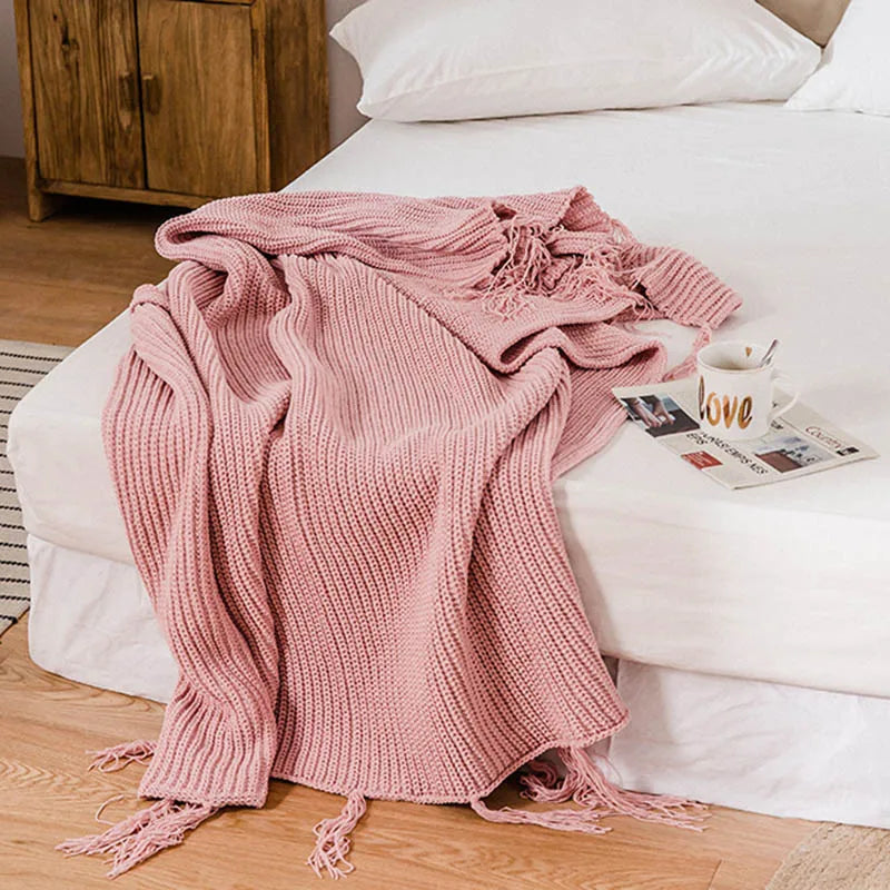 Pure Color Knitted Throw Blanket