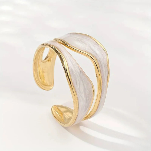 Bold Wave Statement Ring in Gold